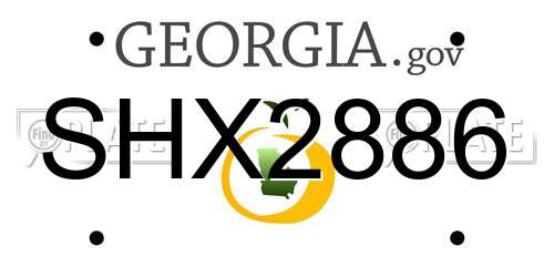 SHX2886 Georgia License Plate