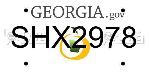SHX2978 Georgia License Plate