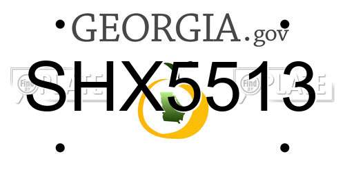 SHX5513 Georgia License Plate