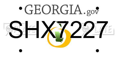 SHX7227 Georgia License Plate