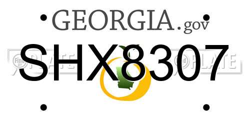 SHX8307 Georgia License Plate