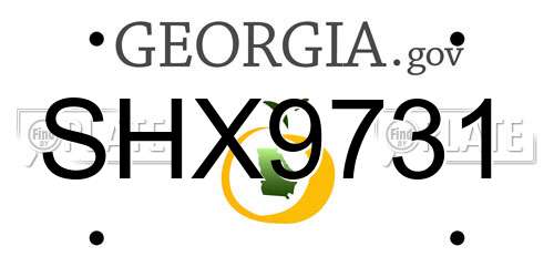 SHX9731 Georgia License Plate