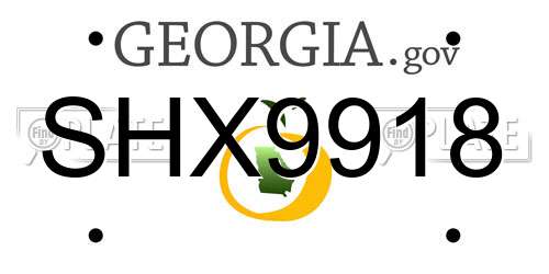 SHX9918 Georgia License Plate