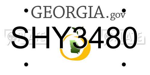 SHY3480 Georgia License Plate