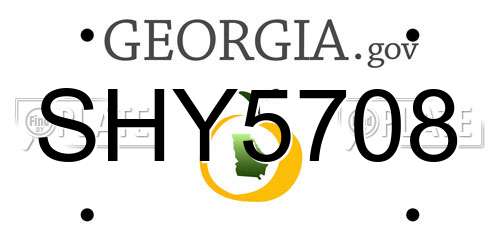SHY5708 Georgia License Plate