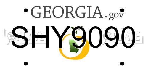 SHY9090 Georgia License Plate