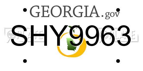SHY9963 Georgia License Plate