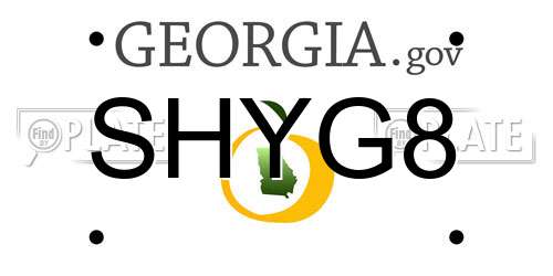 SHYG8 Georgia License Plate