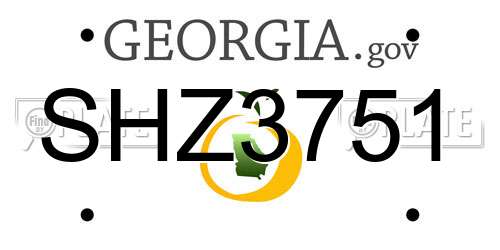SHZ3751 Georgia License Plate