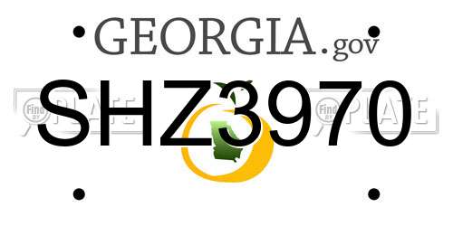 SHZ3970 Georgia License Plate
