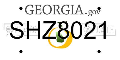 SHZ8021 Georgia License Plate