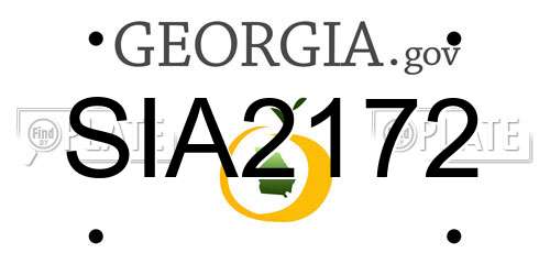 SIA2172 Georgia License Plate