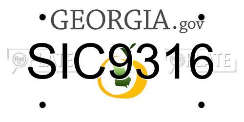 SIC9316 Georgia License Plate