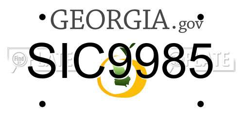 SIC9985 Georgia License Plate