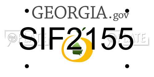 SIF2155 Georgia License Plate