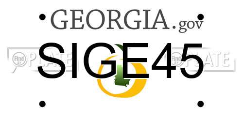 SIGE45 Georgia License Plate