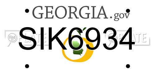 SIK6934 Georgia License Plate