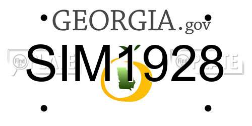 SIM1928 Georgia License Plate