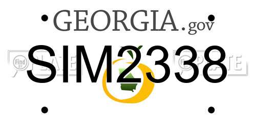 SIM2338 Georgia License Plate