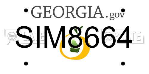 SIM8664 Georgia License Plate