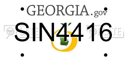 SIN4416 Georgia License Plate