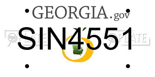 SIN4551 Georgia License Plate
