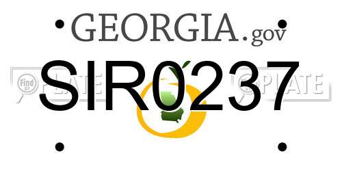 SIR0237 Georgia License Plate