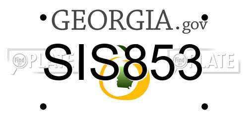 SIS853 Georgia License Plate