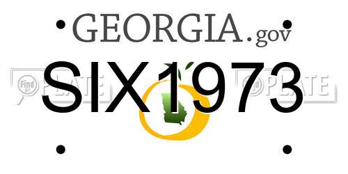 SIX1973 Georgia License Plate
