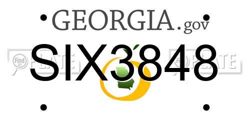 SIX3848 Georgia License Plate