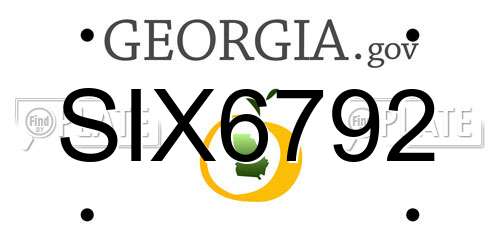 SIX6792 Georgia License Plate