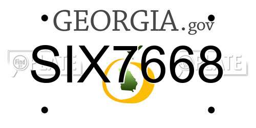 SIX7668 Georgia License Plate