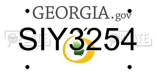 SIY3254 Georgia License Plate