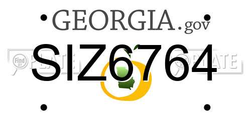 SIZ6764 Georgia License Plate