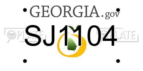 SJ1104 Georgia License Plate