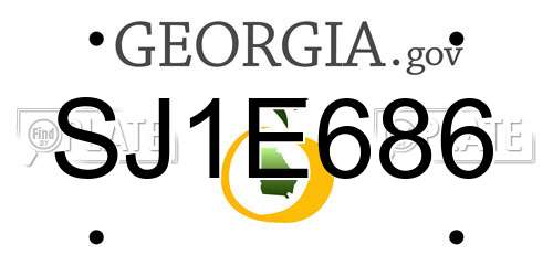 SJ1E686 Georgia License Plate