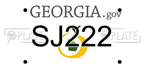 SJ222 Georgia License Plate