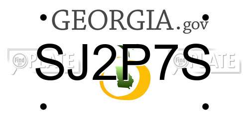 SJ2P7S Georgia License Plate