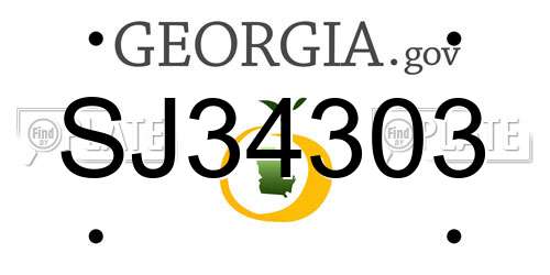 SJ34303 Georgia License Plate