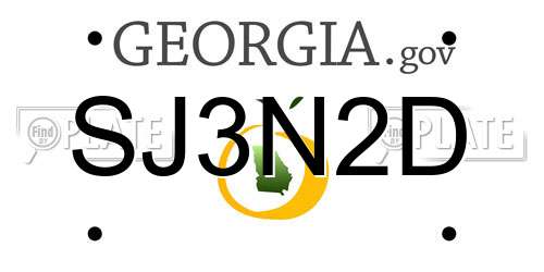 SJ3N2D Georgia License Plate