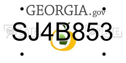 SJ4B853 Georgia License Plate