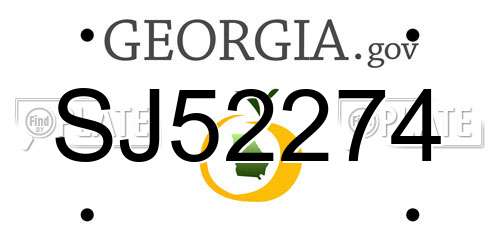 SJ52274 Georgia License Plate