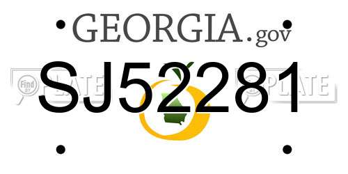 SJ52281 Georgia License Plate