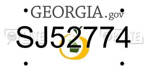 SJ52774 Georgia License Plate