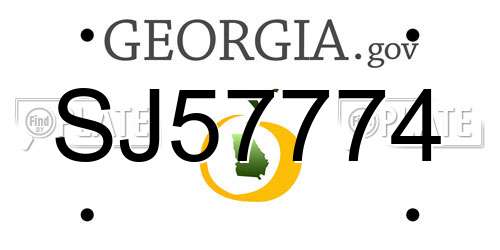 SJ57774 Georgia License Plate