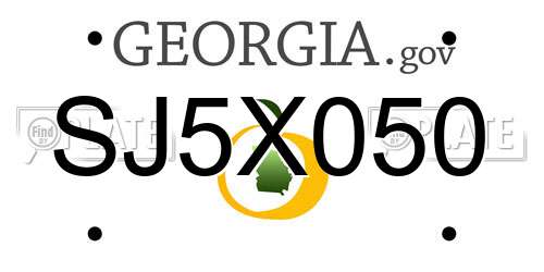 SJ5X050 Georgia License Plate