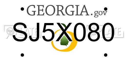 SJ5X080 Georgia License Plate
