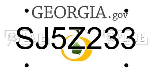 SJ5Z233 Georgia License Plate