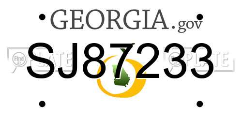 SJ87233 Georgia License Plate