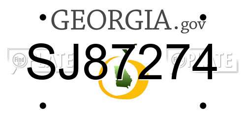 SJ87274 Georgia License Plate